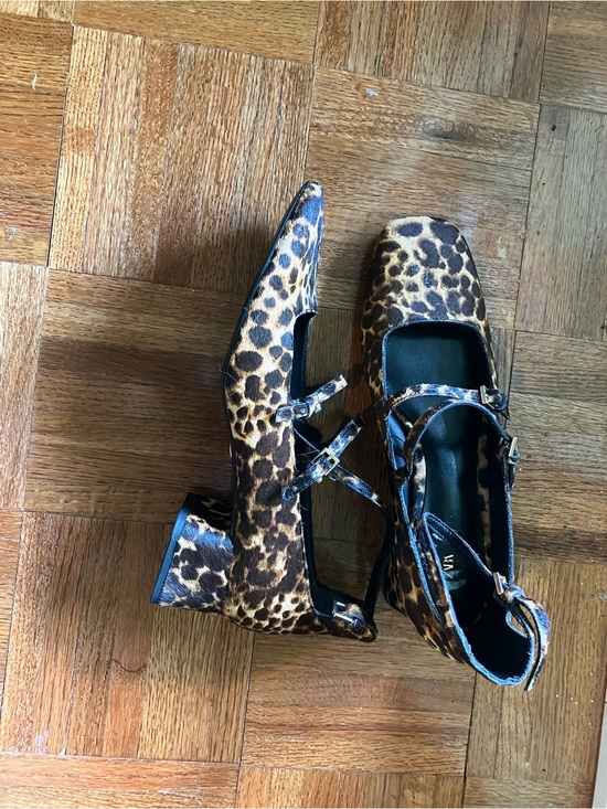 Zara Shoes - Zara Leopard-Print Mary Jane Block Heels - Brown/Black
